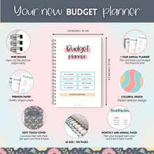 Load image into Gallery viewer, Budget Planner &amp; Monthly Bill Organizer | Finance Budget Planner, Financial Savings, Debt, Income, Expenses, Spending &amp; Bill Trackers | Colorful Sky
