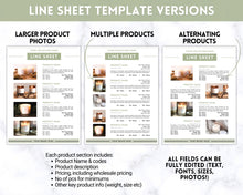 Load image into Gallery viewer, 35 Editable Line Sheet Templates | Canva Wholesale Product Catalog, Pricing &amp; Services Guide &amp; Price List Template, Linesheet Catalogue | Green
