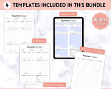 Load image into Gallery viewer, Editable Paycheck Budget Planner Template | Printable Paycheck Tracker, Finance Planner, Zero Based Budget Binder | Mono
