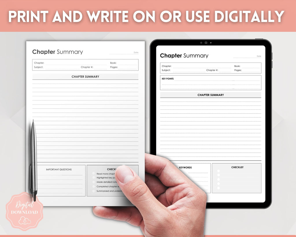 Chapter Box Template Editable Chapter Summary Template | College Outline Study Guide