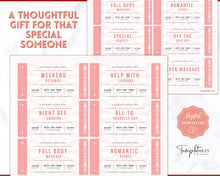 Load image into Gallery viewer, Editable Love Coupon Book for Valentines | Printable DIY Coupon Book for Him and Her | Personalized Valentines, Anniversary, Birthday Gift | Pink
