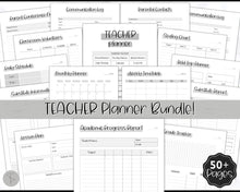 Load image into Gallery viewer, TEACHER Planner  Printable - 50+ pg BUNDLE | Academic Lesson Planner Template | Mono
