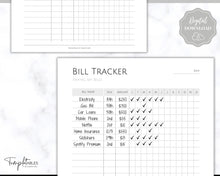 Load image into Gallery viewer, Bill Payment Tracker Printable | Monthly Bill Organizer, Checklist &amp; Calendar | Mono
