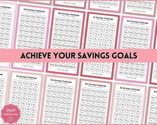 Load image into Gallery viewer, Mini Savings Challenge Printable BUNDLE | 12 Saving Trackers, Cash Envelope, A6 Saving Challenges | Pink
