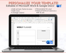 Load image into Gallery viewer, EDITABLE Weekly Planner 1 Page Templates | 2023 Weekly Schedule, To Do List Printable &amp; Habit Tracker templates | Mono
