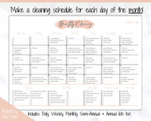 Load image into Gallery viewer, EDITABLE Cleaning Planner, Cleaning Checklist &amp; Cleaning Schedule | Weekly House Chores, Clean Home Routine, Monthly Cleaning List | Nude
