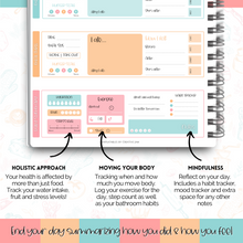 Load image into Gallery viewer, My 90 Day Food Journal: Daily Food Journal, 90 Day Meal Tracker &amp; Planner, Fitness Diet Wellness Planner, Habit Tracker, Weight Loss Tracker, Nutrition Log, Daily Food Diary | A5 Colorful Sky
