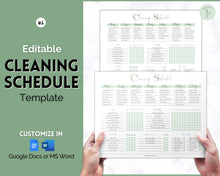 Load image into Gallery viewer, Editable Cleaning Schedule &amp; Housekeeping Checklist for House Chores | Green Eucalyptus Bundle
