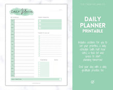 Load image into Gallery viewer, Planner Bundle Printable Bundle | Daily, Weekly, Monthly Productivity Planner Inserts | Green
