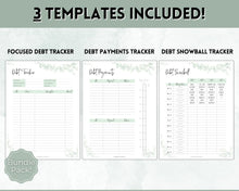 Load image into Gallery viewer, DEBT TRACKER, Debt Snowball, Debt Payoff Tracker Printable | Dave Ramsey Debt Free Tracker | Green Eucalyptus
