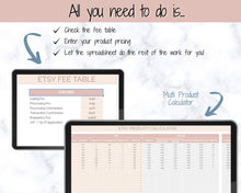 Load image into Gallery viewer, Etsy Fee and Profit Calculator | Pricing Spreadsheet for Small Business &amp; Etsy Sellers | Brown
