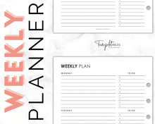 Load image into Gallery viewer, EDITABLE Weekly Planner 2 Page Templates | 2023 Weekly Schedule, To Do List Printable &amp; Habit Tracker templates | Mono
