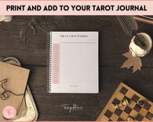 Load image into Gallery viewer, Tarot Card Trackers &amp; Monthly Readings | Learn Tarot Card Readings, Tarot Spreads | Beginner Tarot Planner Workbook, Grimoire &amp; Cheat Sheets | Pink
