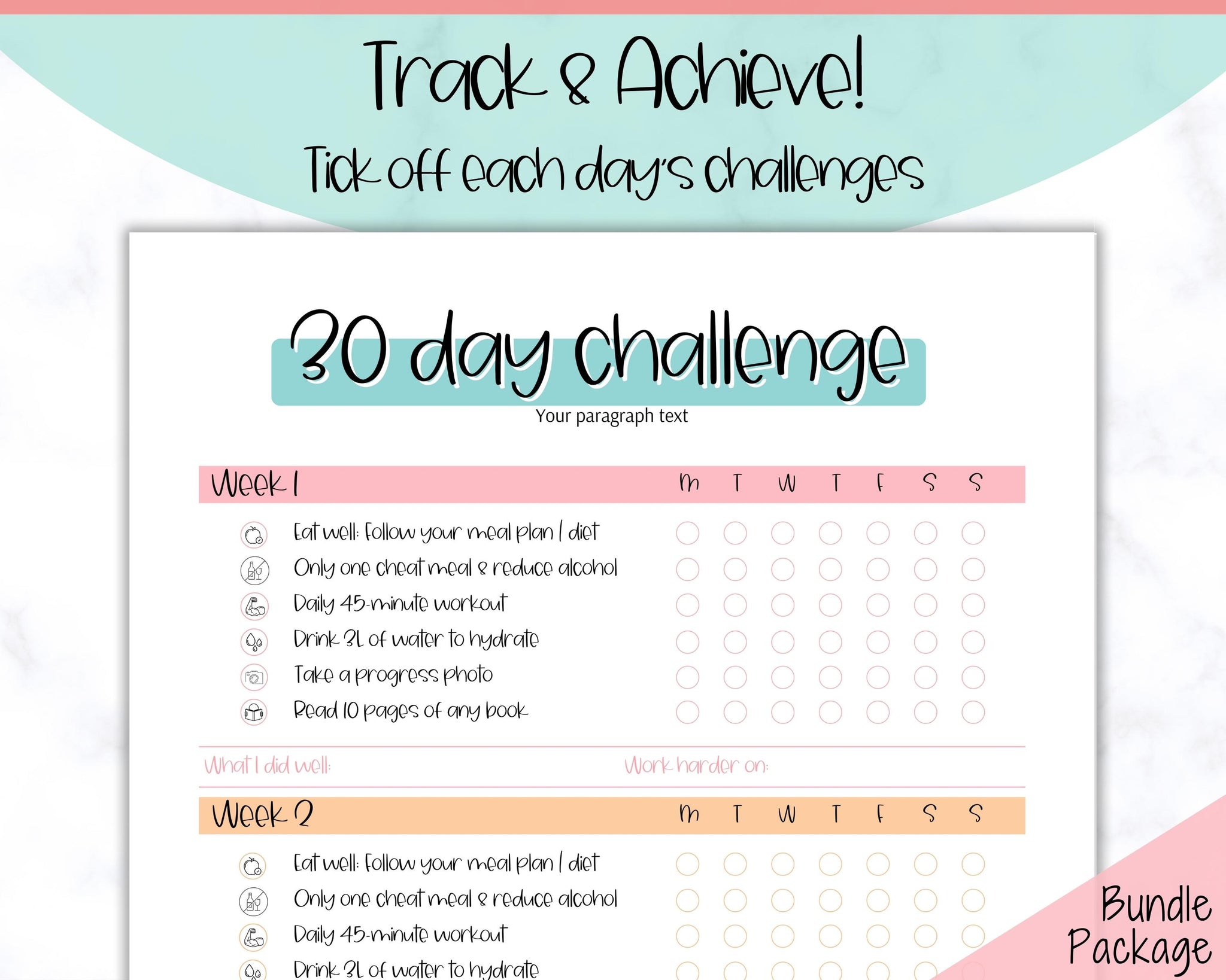 EDITABLE 30 Day Challenge Tracker | 30 Day Habit Tracker Printable EDITABLE 30 Day Challenge Tracker | 30 Day Habit Tracker Printable