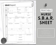 SBAR Nurse Brain Report Sheet | ICU Nurse Report, RN Nursing, New Grad, Patient Assessment, Printable Template | Mono