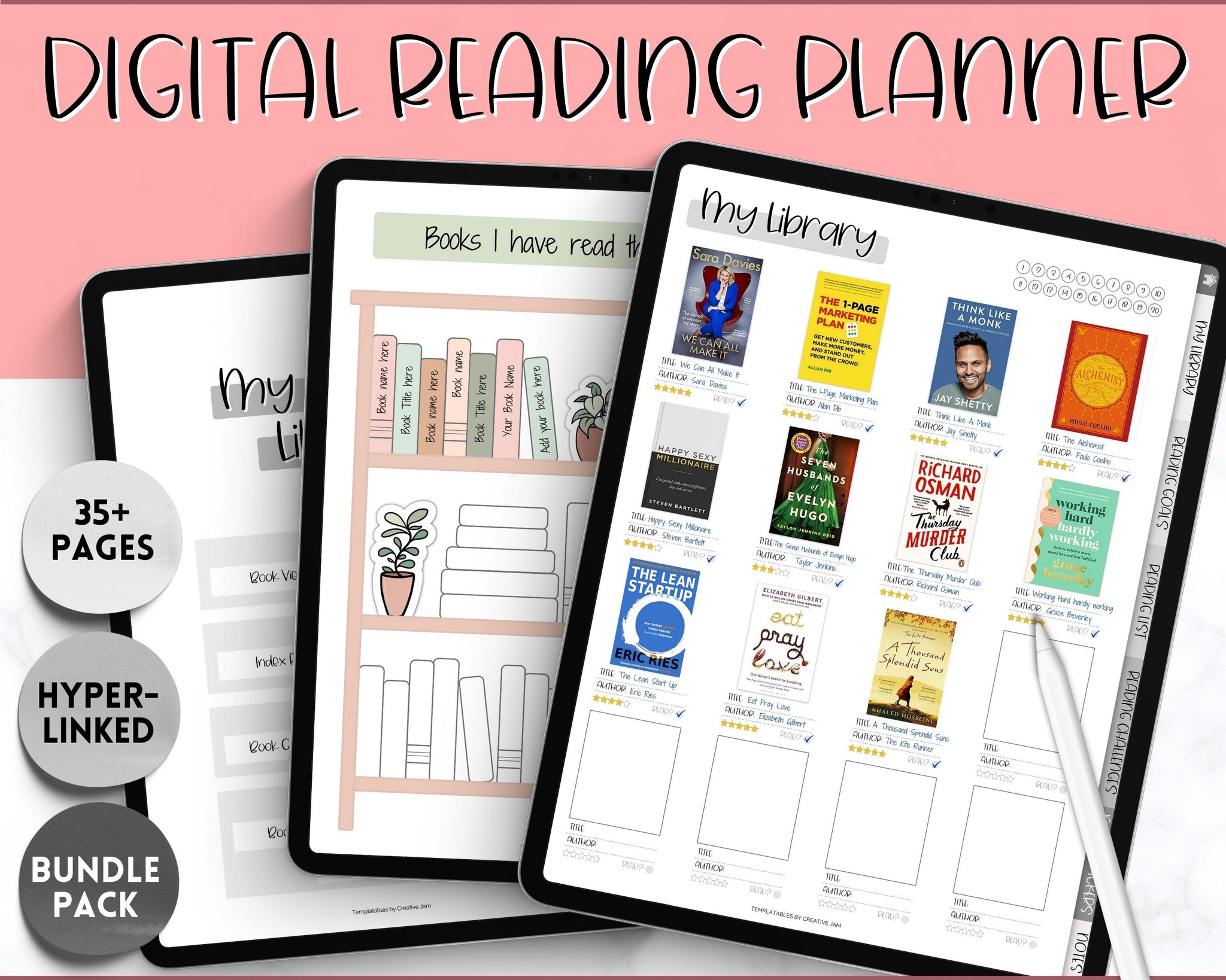 Digital Reading Journal, Digital Book & Reading Planner for Goodnotes