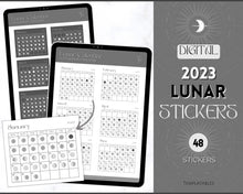 Load image into Gallery viewer, Digital 2023 Lunar Calendar Stickers | Moon Calendar Sticky Notes, 2023 Moon Phase Digital Stickers
