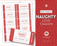 Load image into Gallery viewer, Naughty Sex Coupons for Valentines | Sexy Couples Coupon Book for Him &amp; Her | Personalized Kinky Valentines, Birthday, Anniversary Gifts | Red
