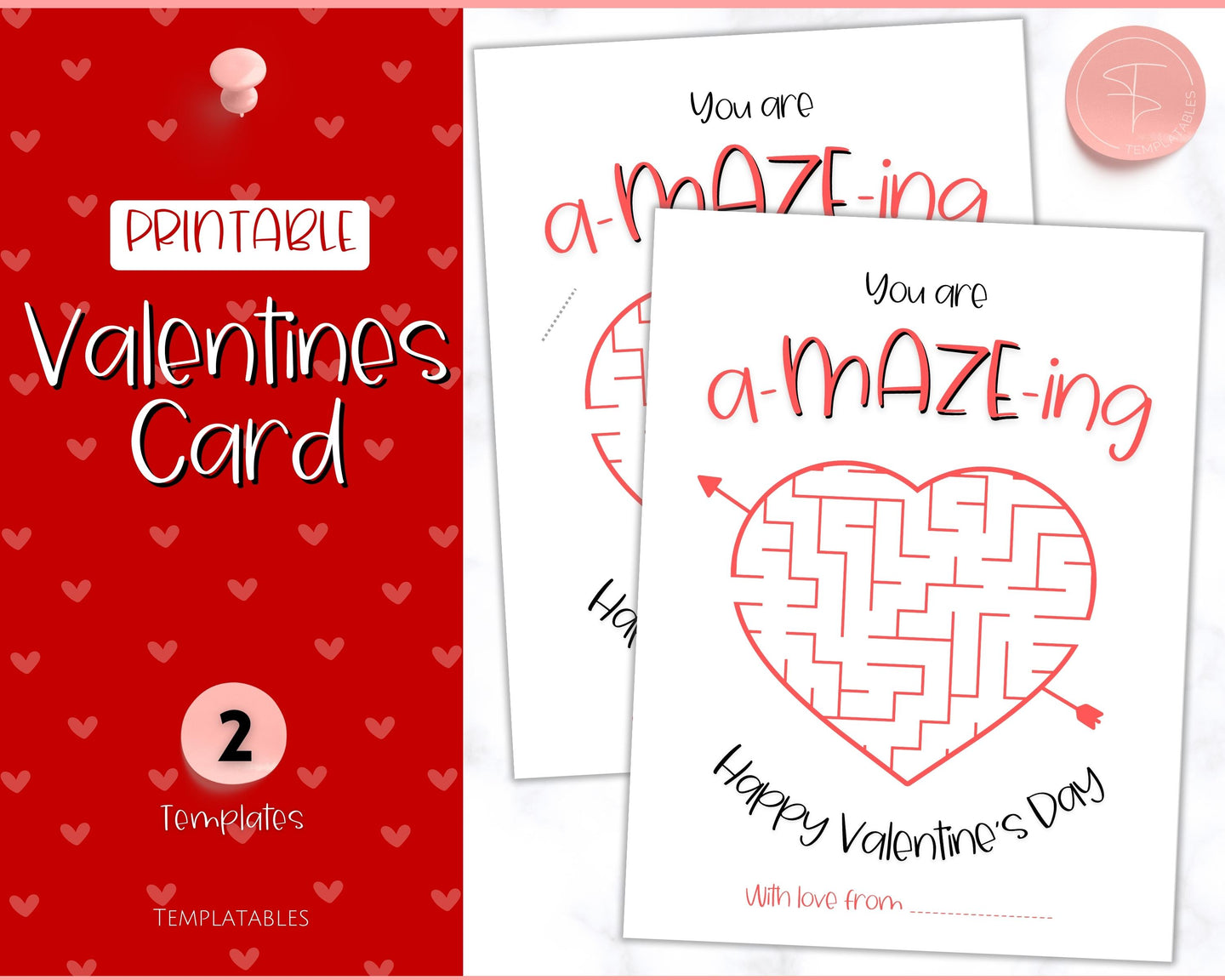 Printable Maze Valentines Day card for Kids | You're Amazing Pencil Valentine Gift | Classroom Puzzle Card