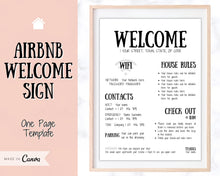 Load image into Gallery viewer, Airbnb Welcome Sign Poster Template | Printable Airbnb Host Vacation Rental Sign | Farmhouse
