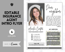 Load image into Gallery viewer, Insurance Broker Introduction Flyer Template | Life Insurance, Mortgage Agent, Financial Advisor, Editable Canva Template | Mono
