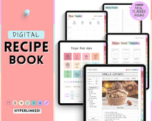 Load image into Gallery viewer, Digital Recipe Book for GoodNotes | Digital Recipe Template, Meal Planner, Cookbook Template for the iPad | Pastel Rainbow
