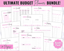 Load image into Gallery viewer, Finance Planner BUNDLE | Budget Planner Templates, Financial Savings Tracker Printables, Monthly Debt, Bill, Spending, Expenses Tracker | Brit Pink
