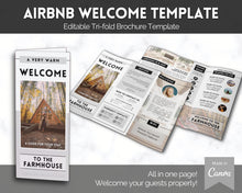 Load image into Gallery viewer, Airbnb Trifold Welcome Book Template | Editable Canva Welcome Guide for Vacation Rentals | Mono

