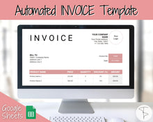 Load image into Gallery viewer, Small Business Invoice Spreadsheet Template | Automated Google Sheets Template, Customer Sales, Order Invoice
