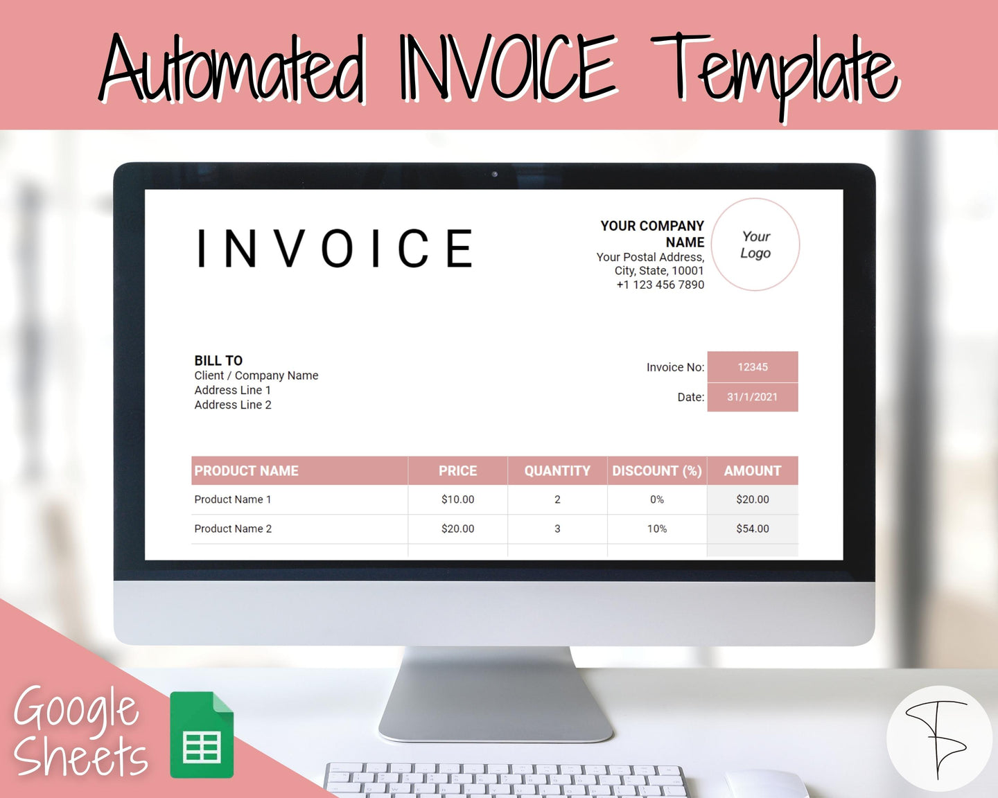 Small Business Invoice Spreadsheet Template | Automated Google Sheets Template, Customer Sales, Order Invoice