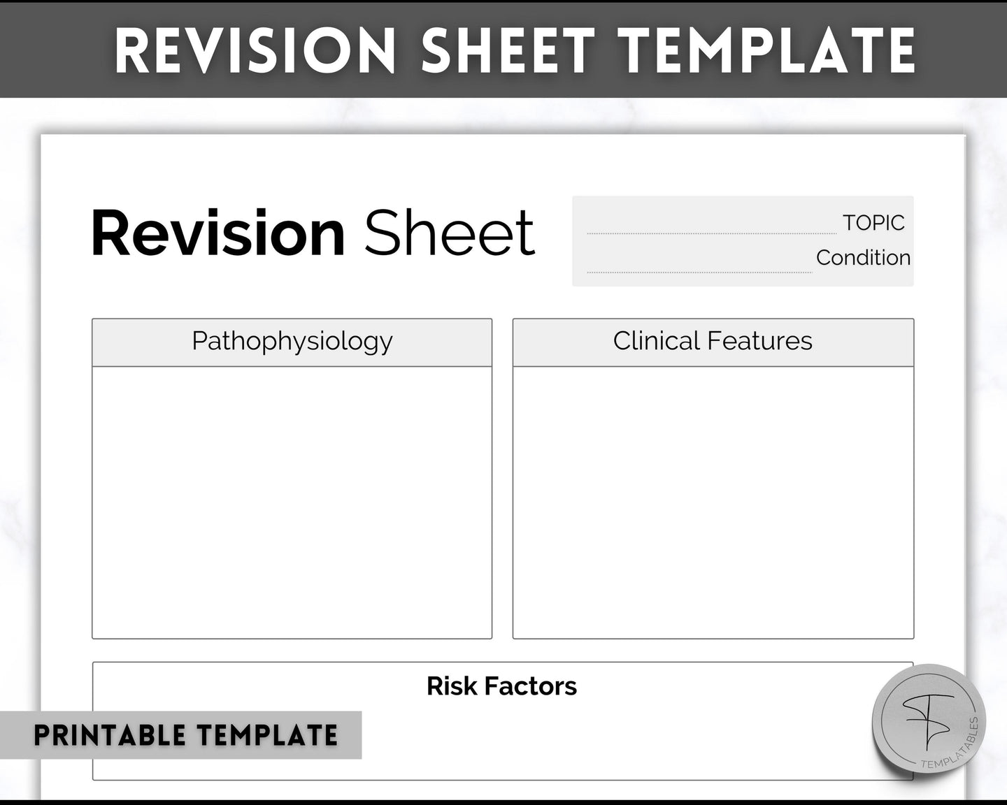 Nursing Revision Sheets for Medical School | Medicine & Nursing Students, Exam Revision Notes & Guide Templates | Mono
