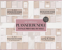 Load image into Gallery viewer, Ultimate PLANNER BUNDLE | Printable Goal Planner, Finances &amp; Budget Planner, Fitness Planner, Self Care Journal, Life Planner | Lux
