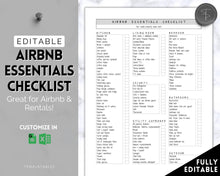 Load image into Gallery viewer, Airbnb Essentials Checklist | EDITABLE Airbnb Inventory List for Airbnb Hosts | Mono
