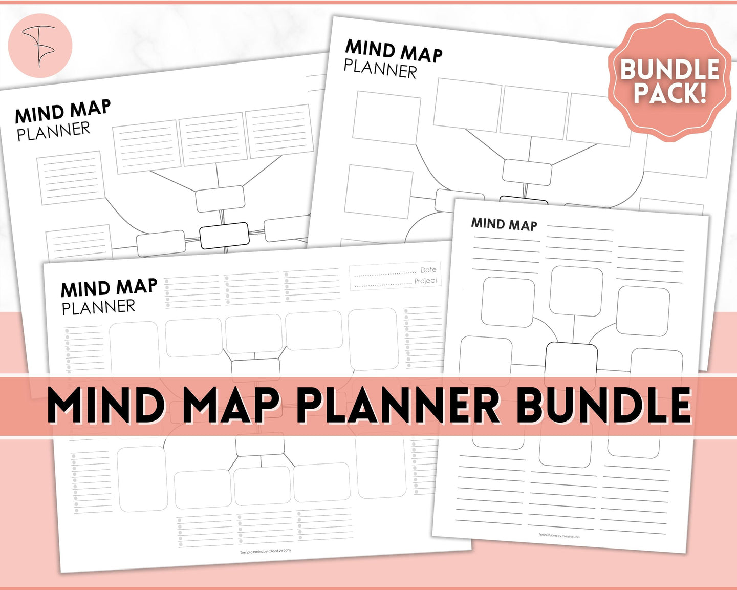 Mind Map Printable Templates | Brain Dump & Brainstorm Study Guide Templates