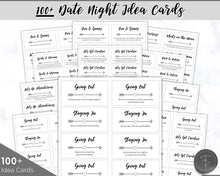 Load image into Gallery viewer, Couples Date Night Idea Cards | 100+ Printable Card Game Gift for Valentines, Birthdays &amp; Anniversaries | Mono
