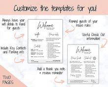 Load image into Gallery viewer, 2 Page Airbnb Welcome Sign Template, Wifi password Sign Printable, Welcome Book, House Rules, Host Poster, Vacation Rental, Check Out Instructions | Brit
