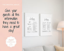 Load image into Gallery viewer, 2 Page Airbnb Welcome Sign Template, Wifi password Sign Printable, Welcome Book, House Rules, Host Poster, Vacation Rental, Check Out Instructions | Brit

