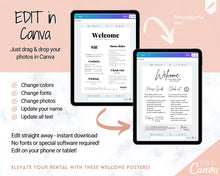 Load image into Gallery viewer, 2 Page Airbnb Welcome Sign Template, Wifi password Sign Printable, Welcome Book, House Rules, Host Poster, Vacation Rental, Check Out Instructions | Brit
