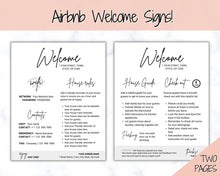 Load image into Gallery viewer, 2 Page Airbnb Welcome Sign Template, Wifi password Sign Printable, Welcome Book, House Rules, Host Poster, Vacation Rental, Check Out Instructions | Brit

