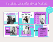 Load image into Gallery viewer, 20 Podcast Facebook Post Templates. Editable Social Media Posts. Canva Template. Marketing Graphics Podcasters Podcasting Face book, Planner | Purple
