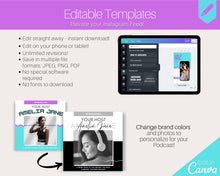 Load image into Gallery viewer, 20 Podcast Facebook Post Templates. Editable Social Media Posts. Canva Template. Marketing Graphics Podcasters Podcasting Face book, Planner | Purple
