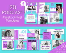 Load image into Gallery viewer, 20 Podcast Facebook Post Templates. Editable Social Media Posts. Canva Template. Marketing Graphics Podcasters Podcasting Face book, Planner | Purple
