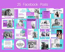 Load image into Gallery viewer, 20 Podcast Facebook Post Templates. Editable Social Media Posts. Canva Template. Marketing Graphics Podcasters Podcasting Face book, Planner | Purple
