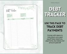 Load image into Gallery viewer, DEBT TRACKER, Debt Snowball, Debt Payoff Tracker Printable | Dave Ramsey Debt Free Tracker | Green Eucalyptus
