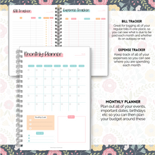 Load image into Gallery viewer, Budget Planner &amp; Monthly Bill Organizer | Finance Budget Planner, Financial Savings, Debt, Income, Expenses, Spending &amp; Bill Trackers | Colorful Sky
