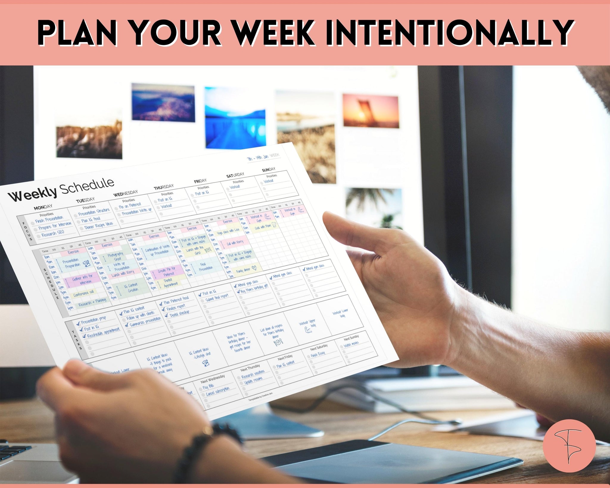 15 Minute Weekly Planner Schedule | Daily Hourly Planner Organizer