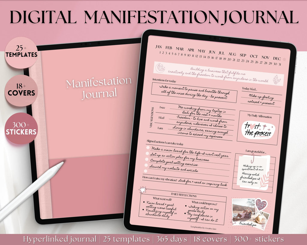 Digital Manifestation & Affirmation Journal | GoodNotes Planner - Pink