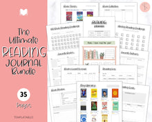 Load image into Gallery viewer, READING Journal Printable Book Tracker | Reading Challenge, Book Review &amp; Journal Template, Bookshelf Insert | Sky Mono
