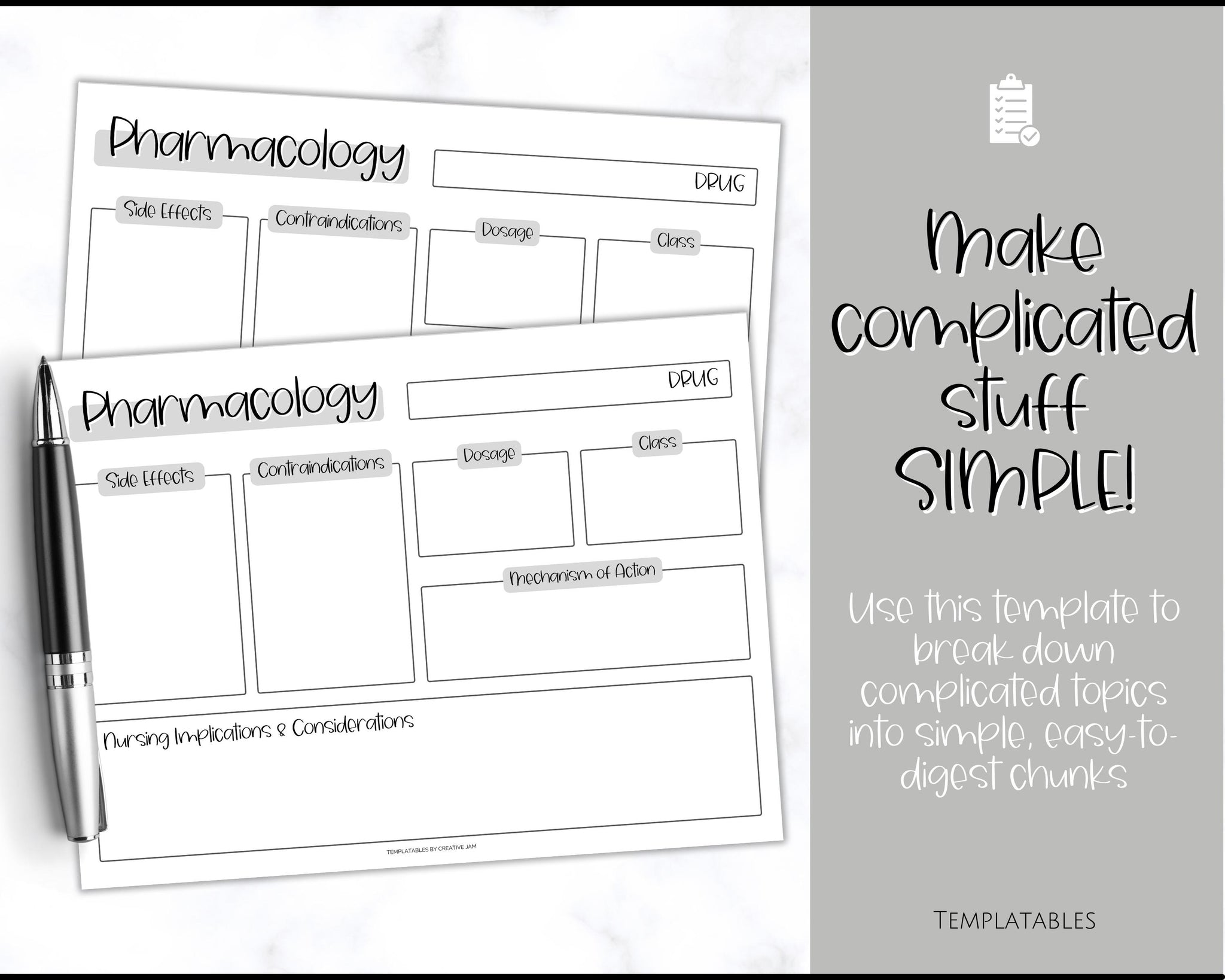 Drug Note Card Examples Pharmacology Drug Card Template for Nursing School | Nurse Flashcards