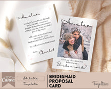 Load image into Gallery viewer, Bridesmaid Proposal Card EDITABLE Template | Add your PHOTO to your Bridesmaid Invite, Bridal Maid of Honor Template | Style 2
